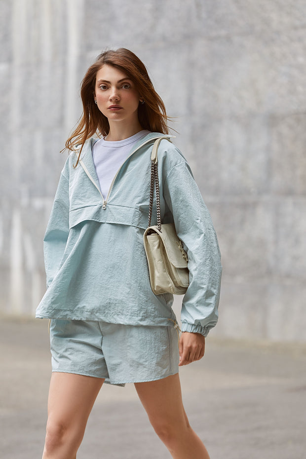 Oversized anorak jacket in blue
