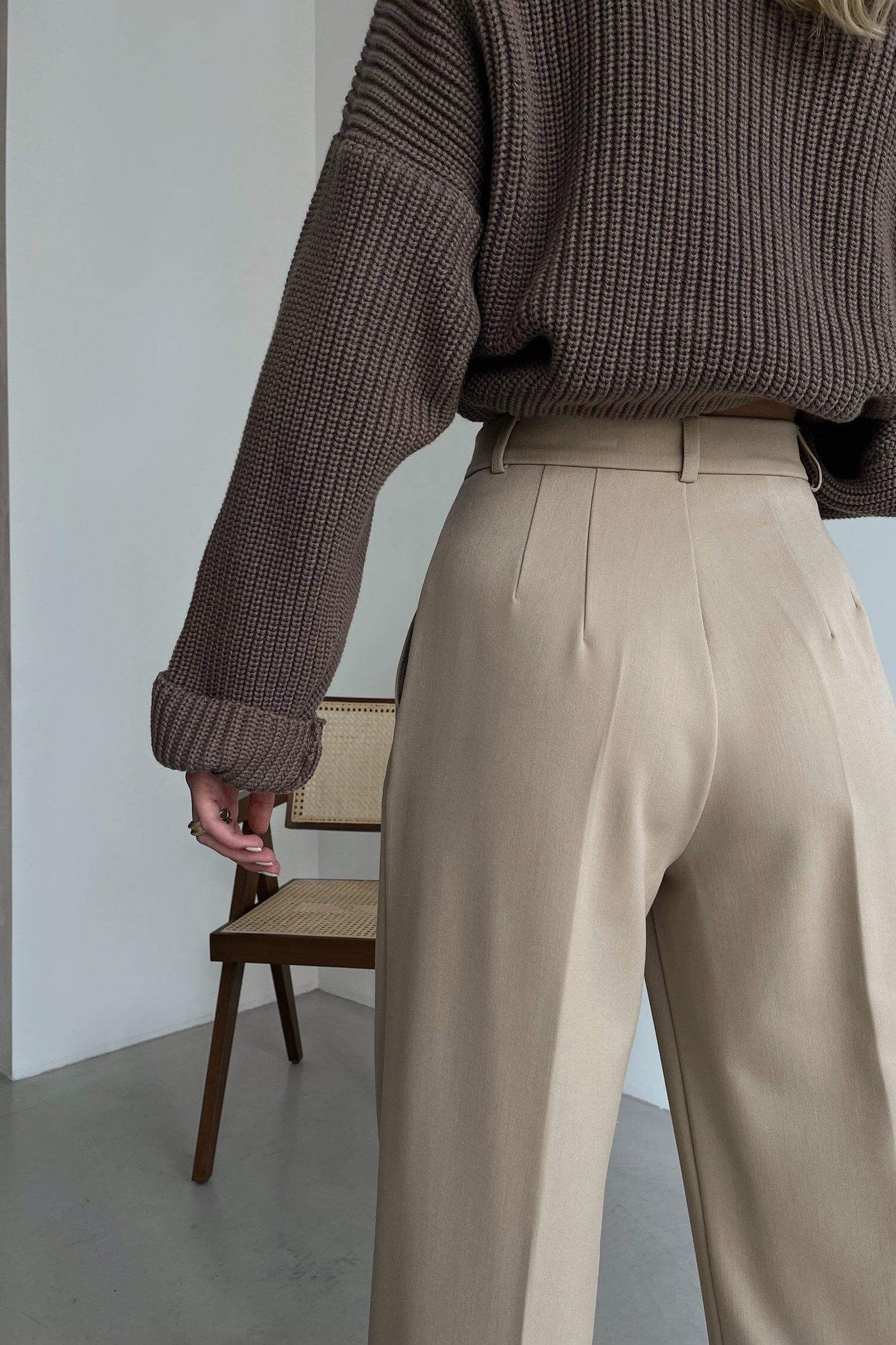 Palazzo pants in cream/olive/white