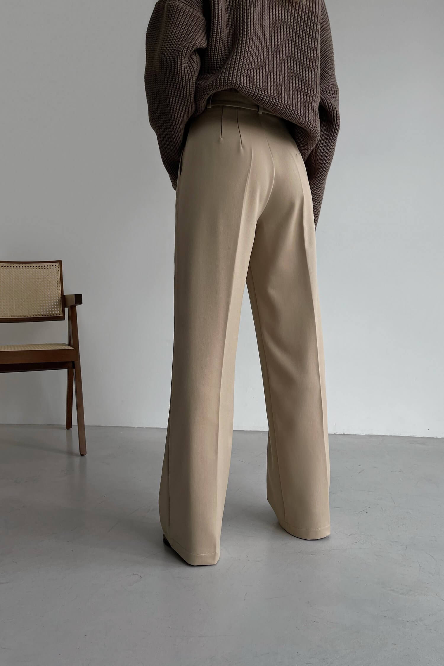 Palazzo pants in cream/olive/white
