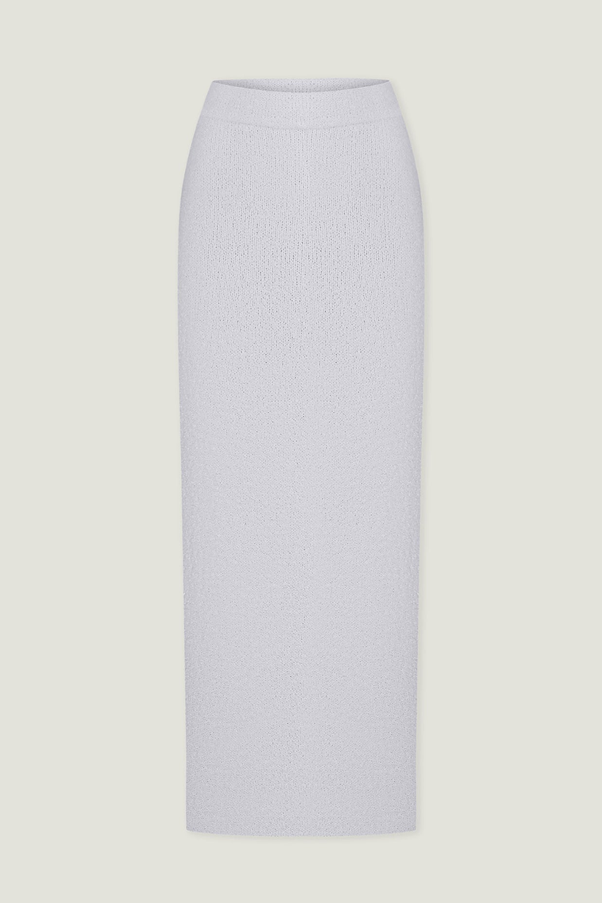 Knitted straight midi skirt in light gray