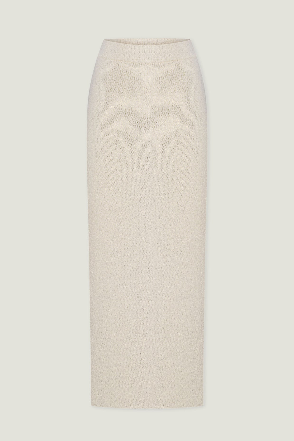 Knitted straight midi skirt in light gray