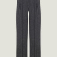Woolen palazzo pants with a decorated belt in dark gray