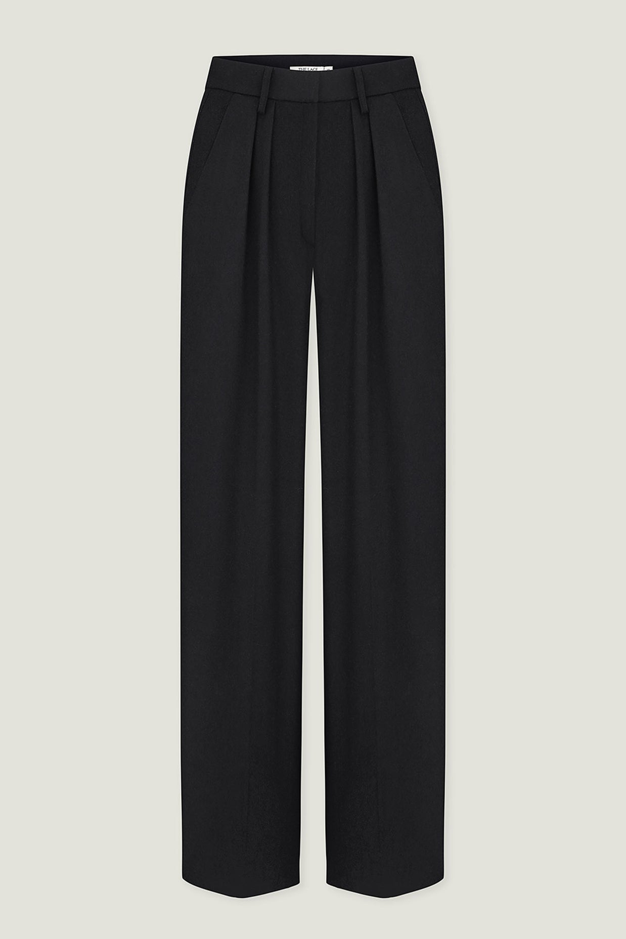 Low-rise woolen palazzo pants in black