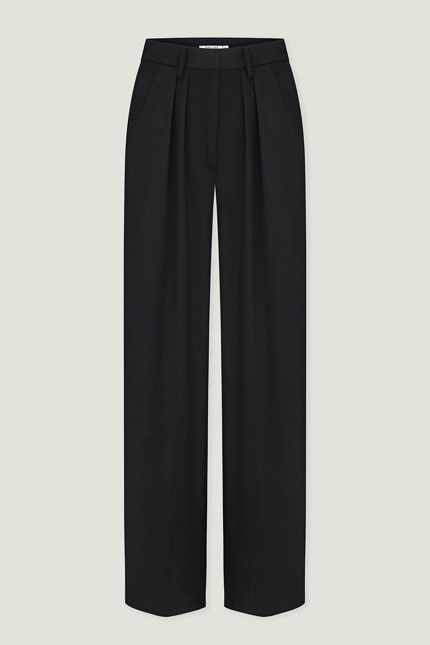 Low-rise woolen palazzo pants in black