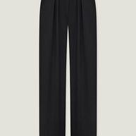 Low-rise woolen palazzo pants in black