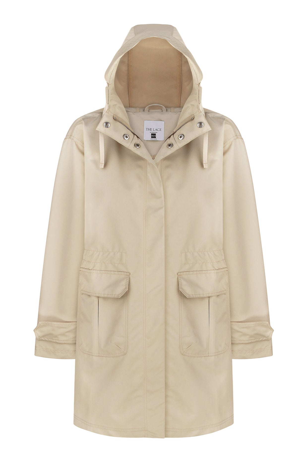 Lightweight parka with drawstring in khaki