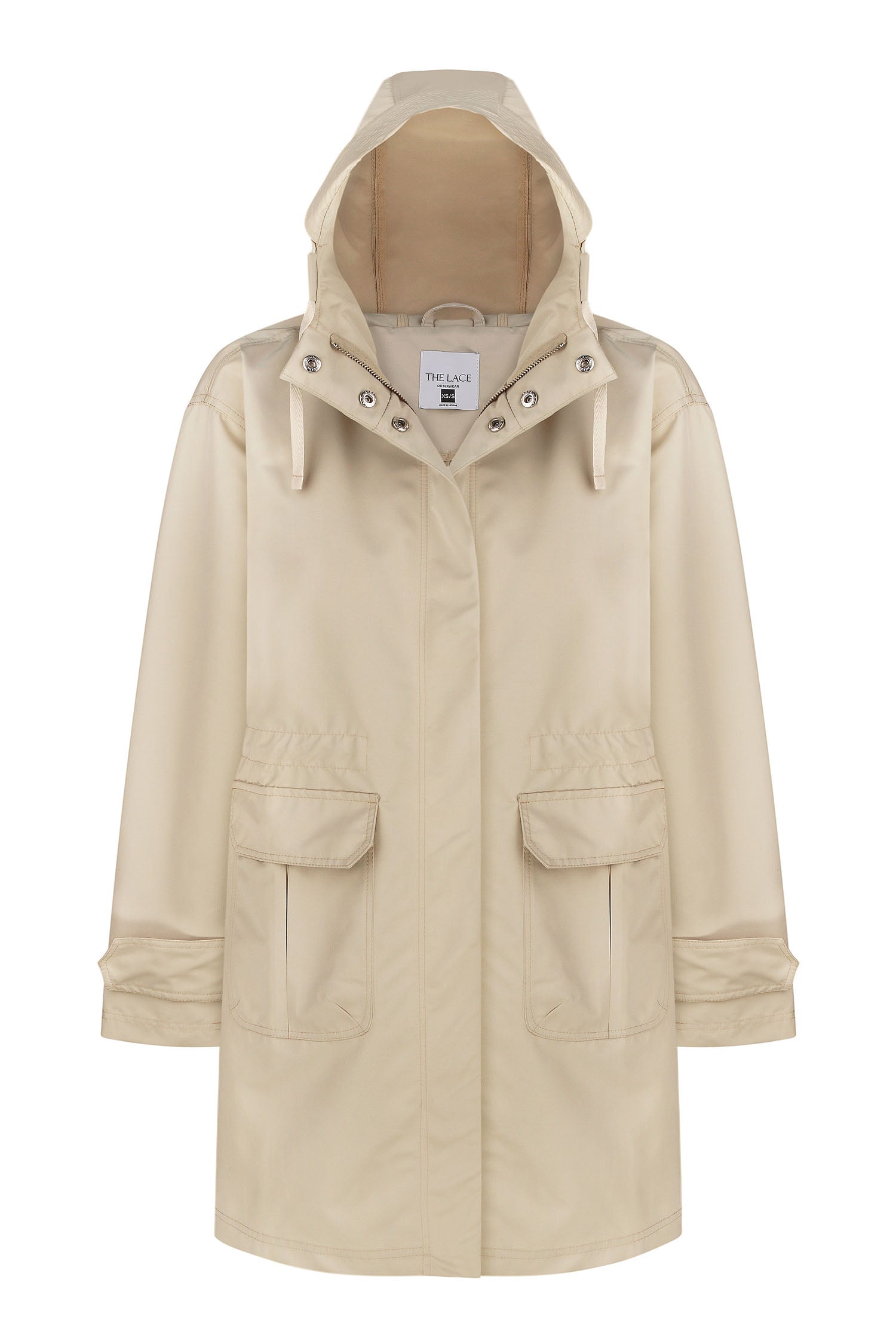 Lightweight parka with drawstring in khaki