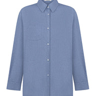 Shirt with patch pocket in cobalt/cream