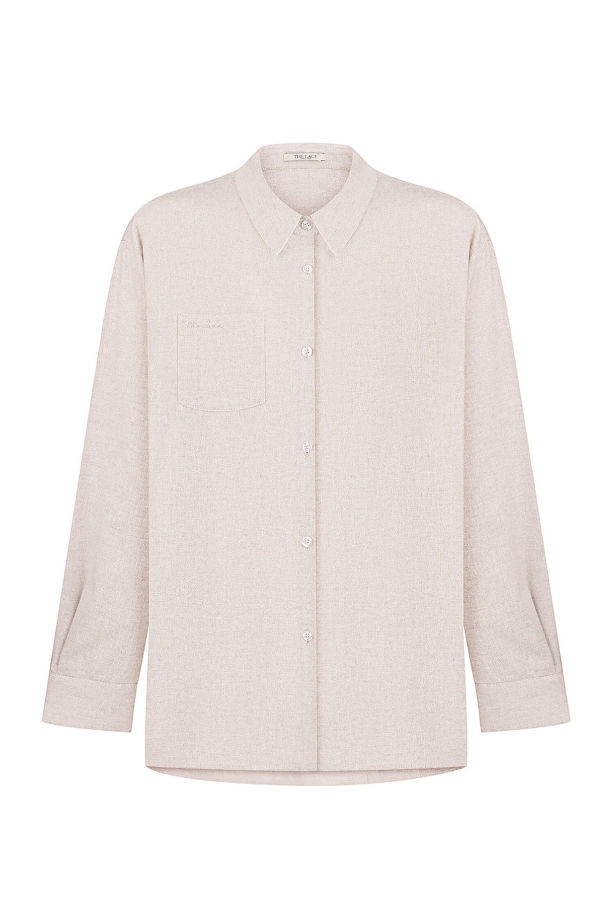 Shirt with patch pocket in cobalt/cream