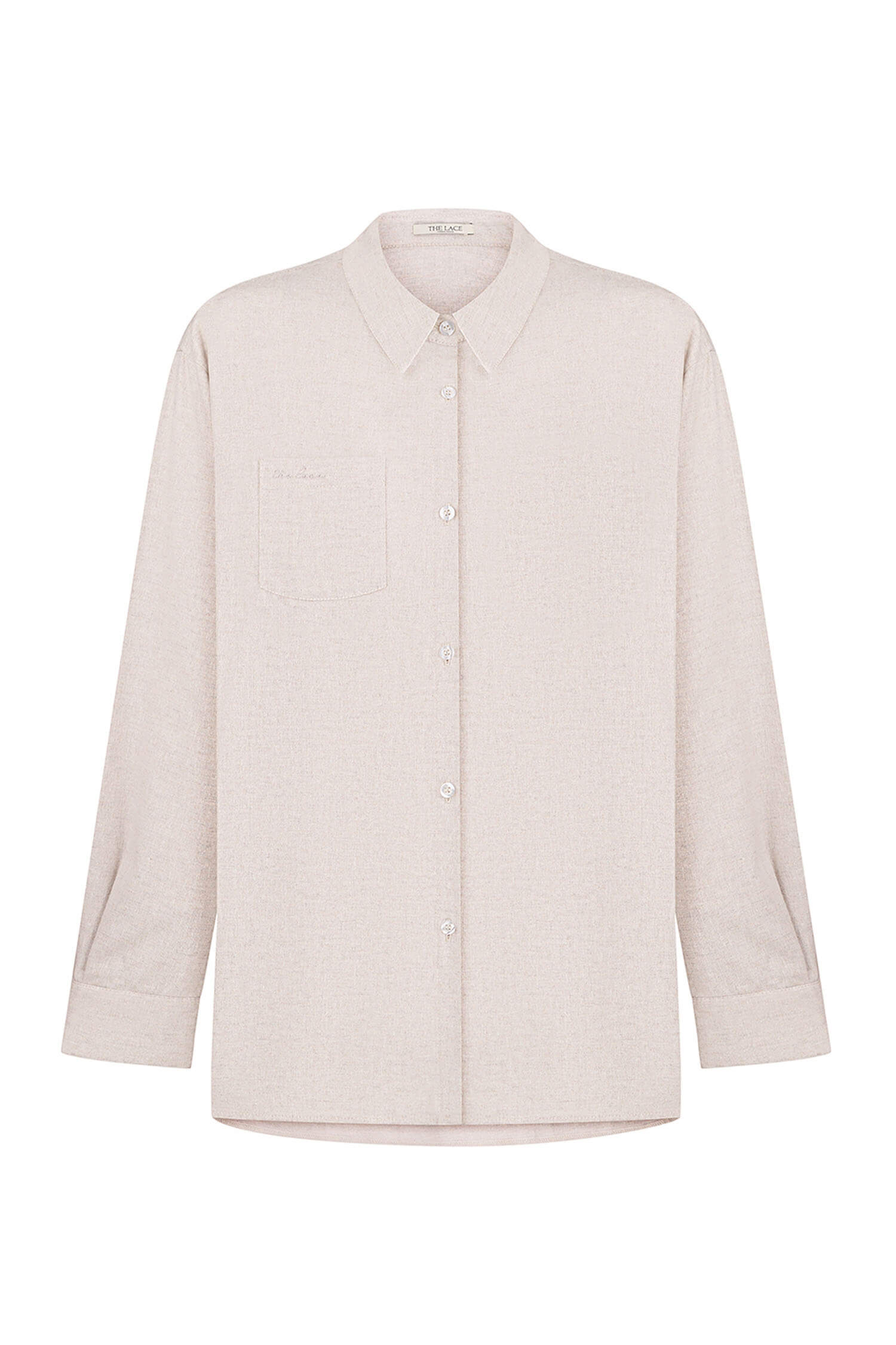 Shirt with patch pocket in cobalt/cream