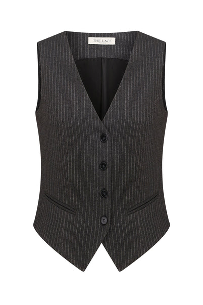 Classic dark gray vest with stripes