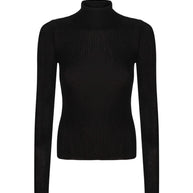 Thin ribbed turtleneck sweater in nude/black/gray