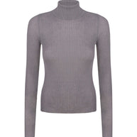 Thin ribbed turtleneck sweater in nude/black/gray