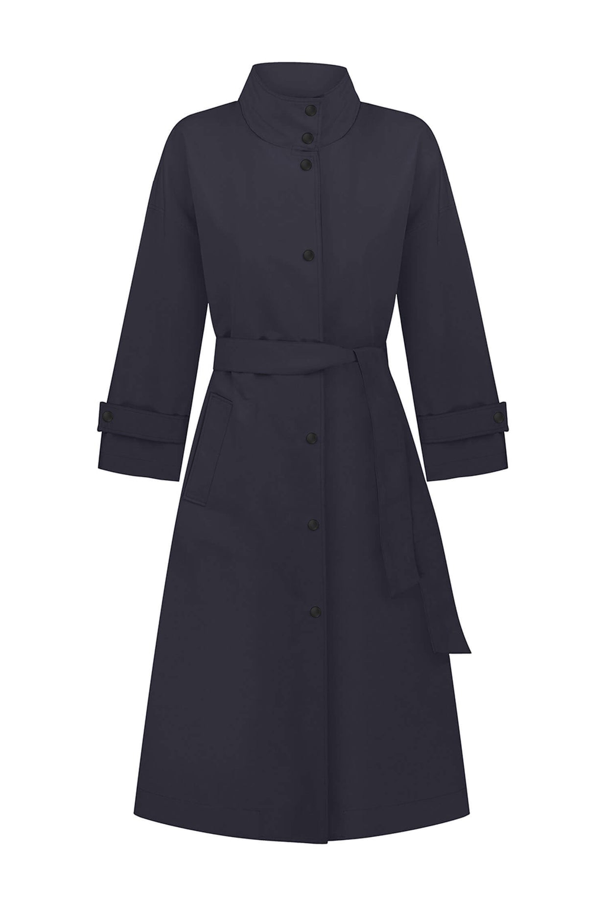 Trenchcoat with a free cut in cream/black