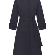 Trenchcoat with a free cut in cream/black