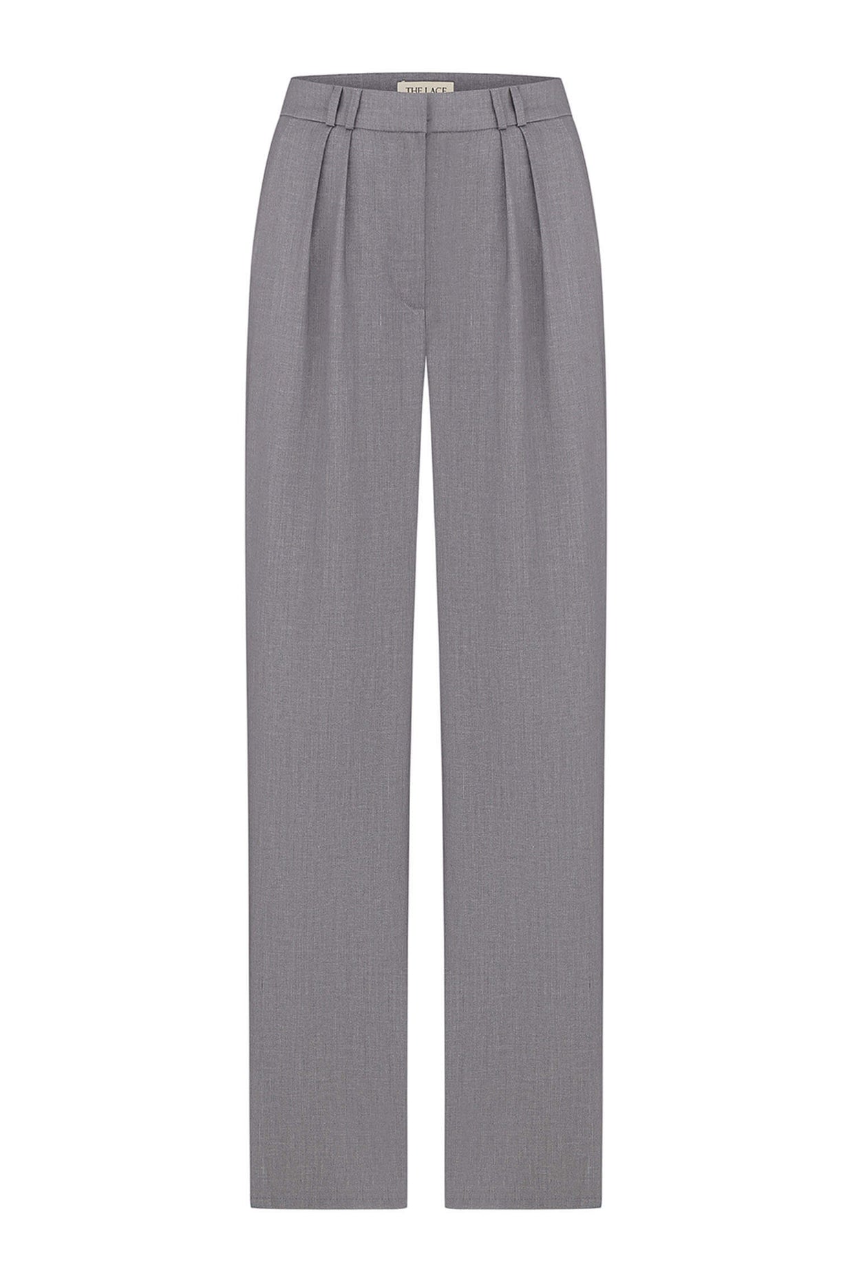 Palazzo pants with double tucks in gray/black