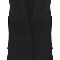 Elongated vest with costume fabric in black