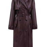 Faux leather oversized trenchcoat in chocolate/black