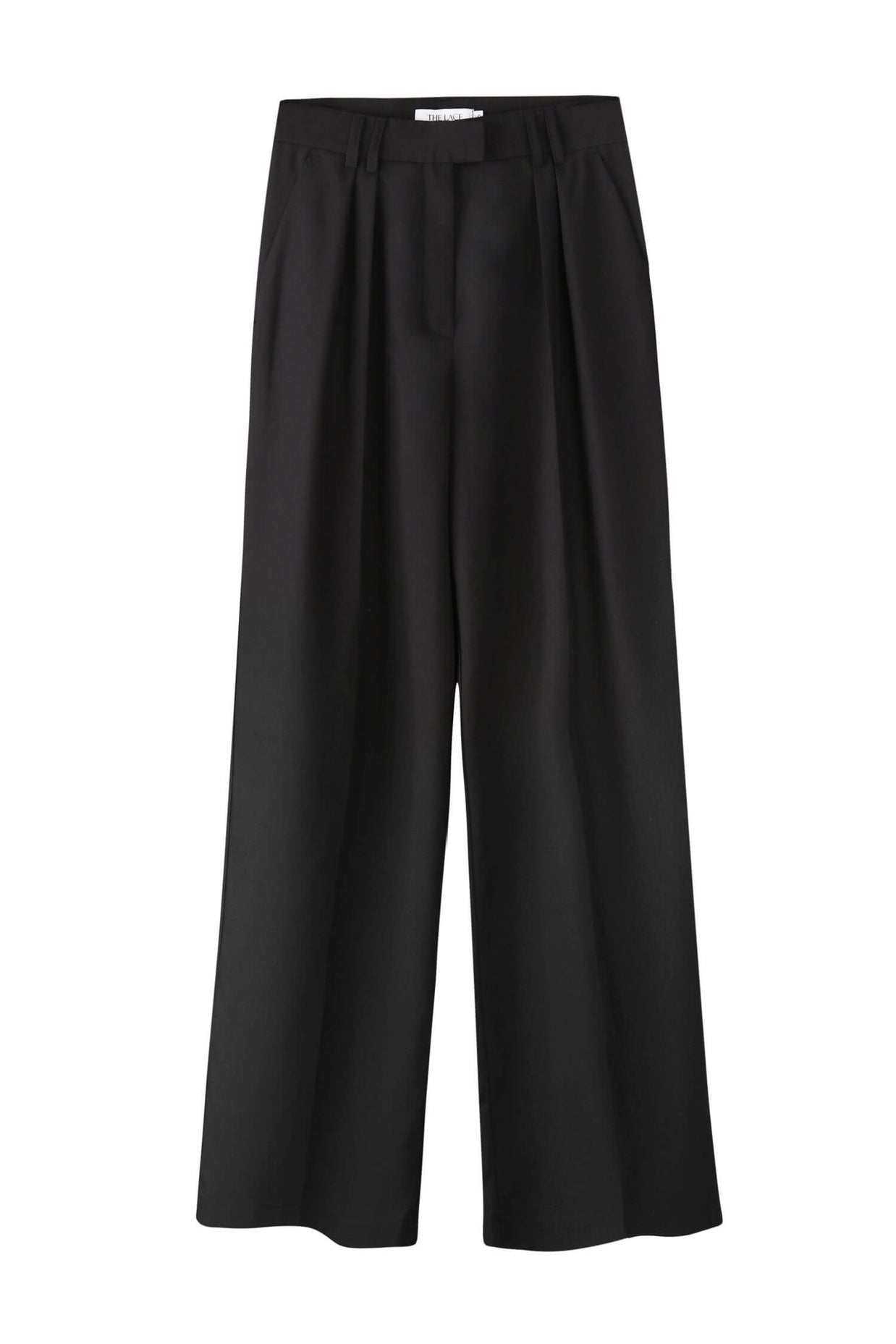 Palazzo pants with double tucks in gray/black