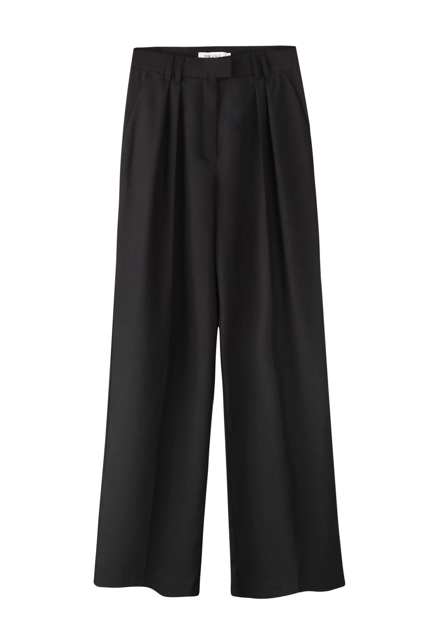 Palazzo pants with double tucks in gray/black