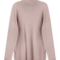Knitted sweater in sky blue/red/nude