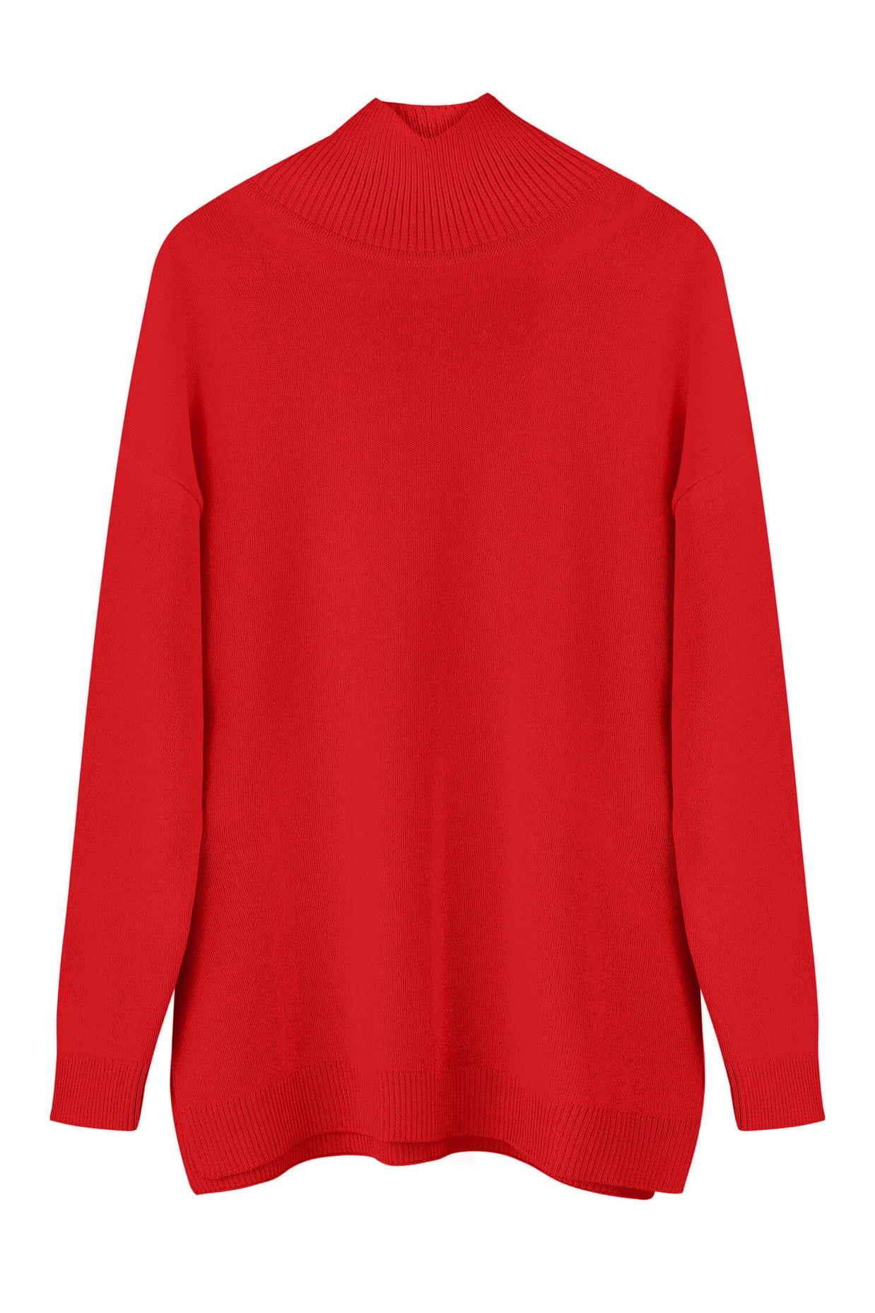 Knitted sweater in sky blue/red/nude