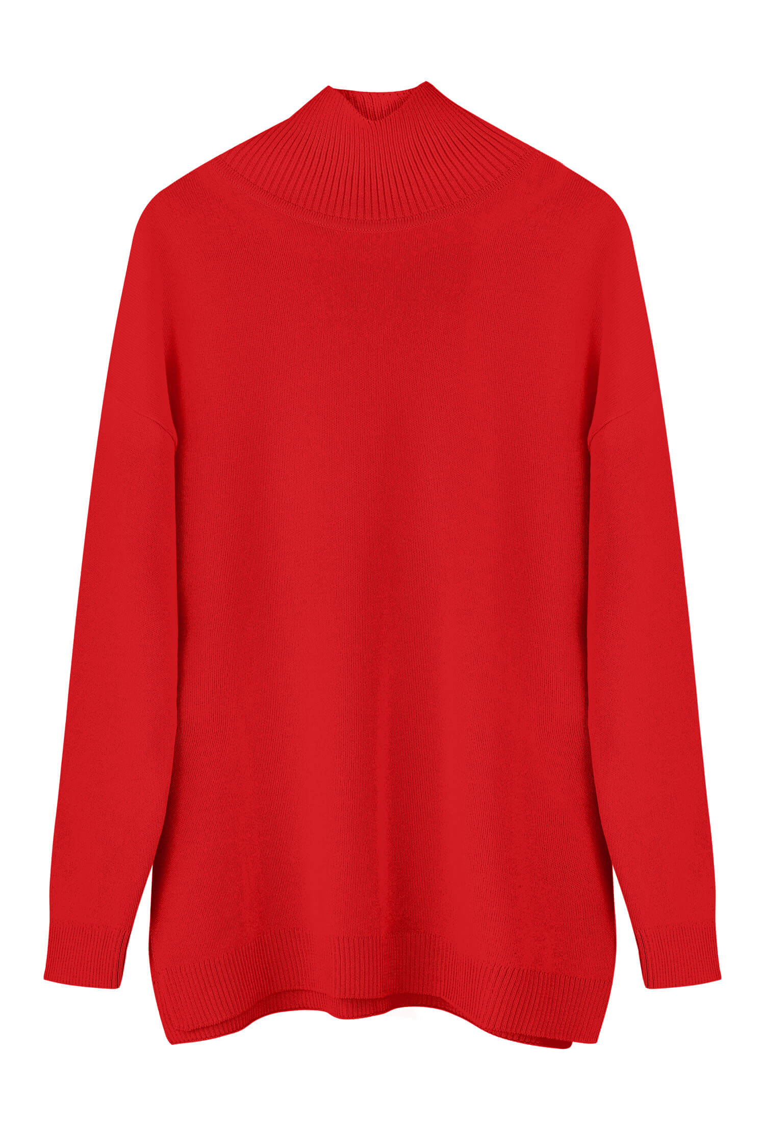 Knitted sweater in sky blue/red/nude