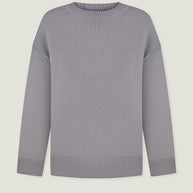 Gray merino wool round neck sweater
