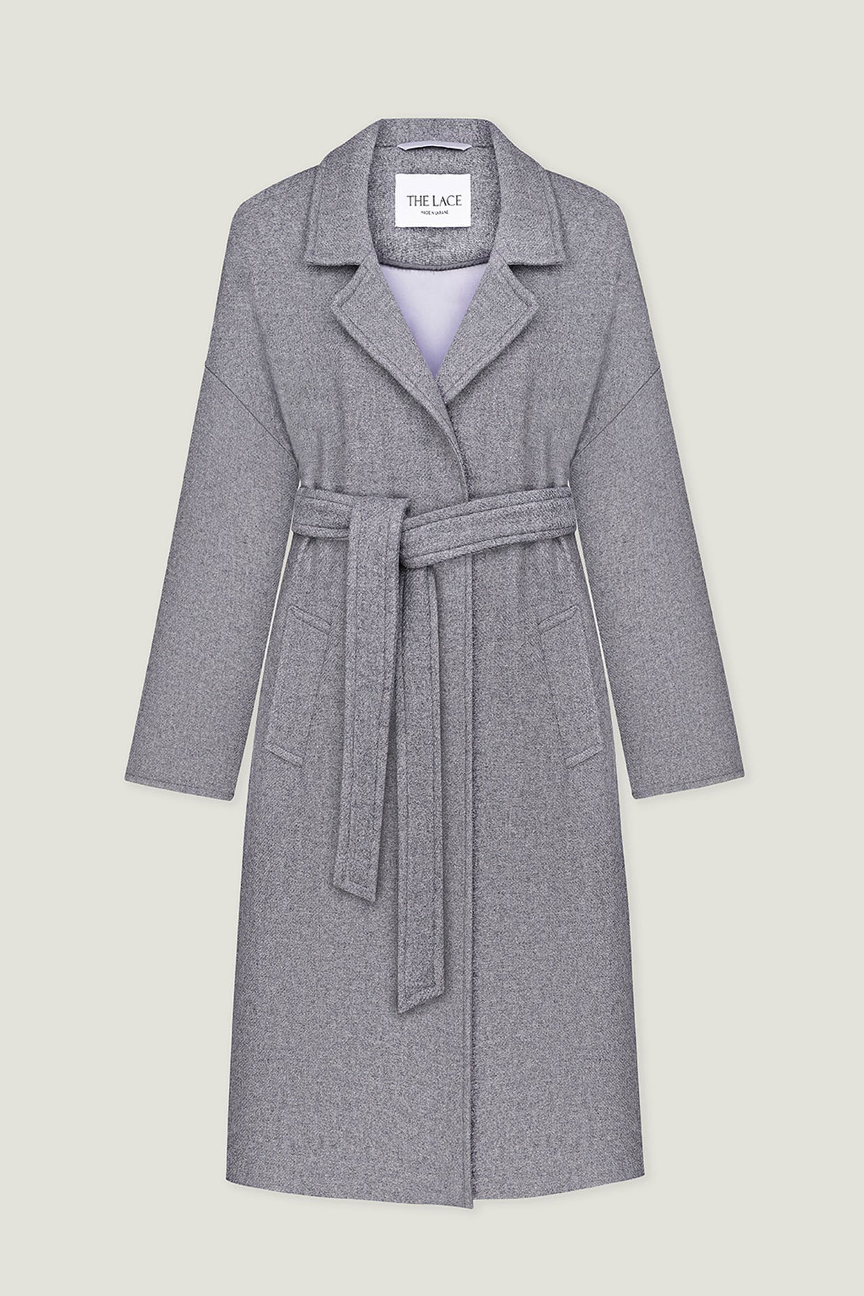 Woolen coat-robe in gray