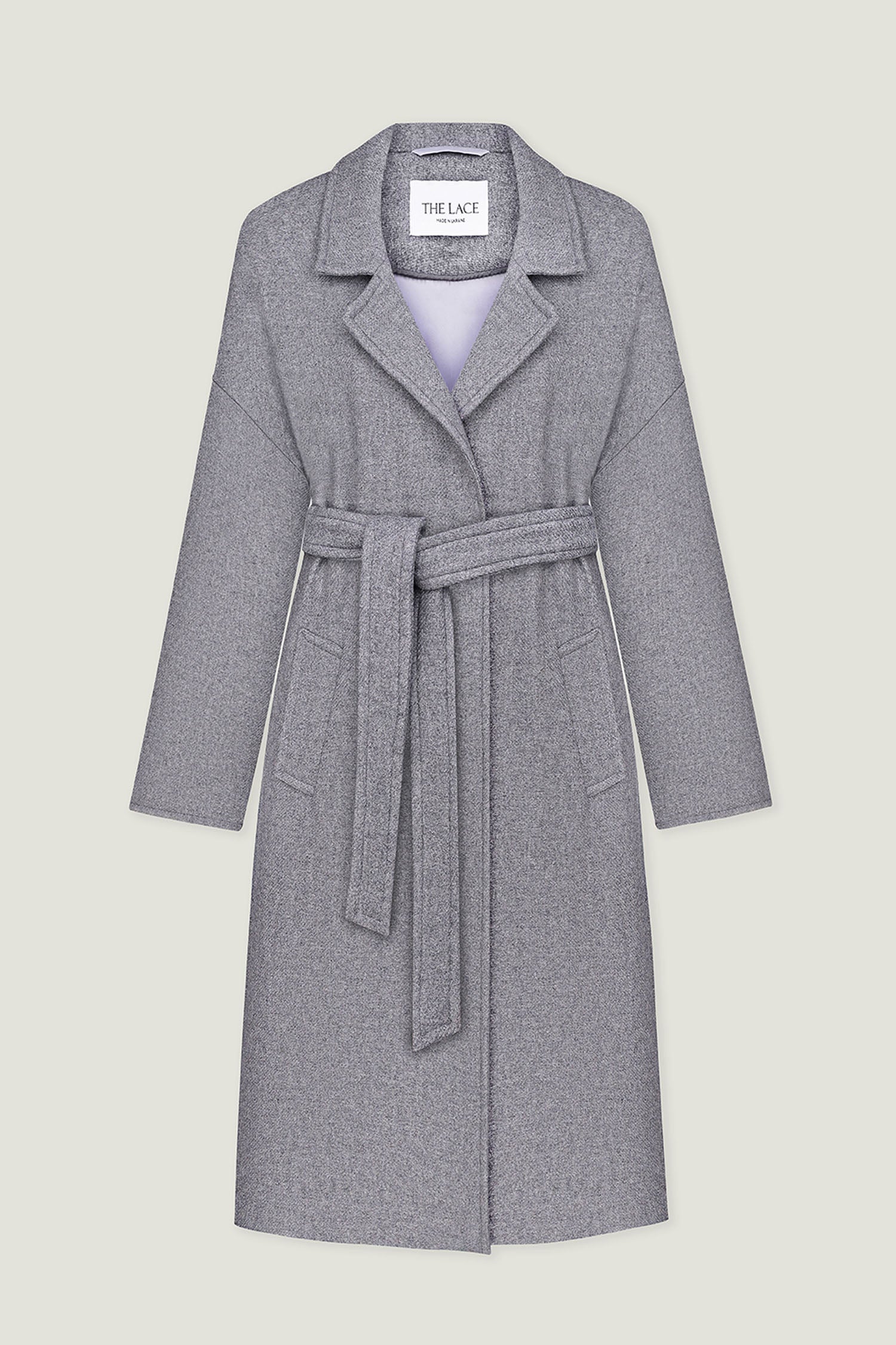 Woolen coat-robe in gray