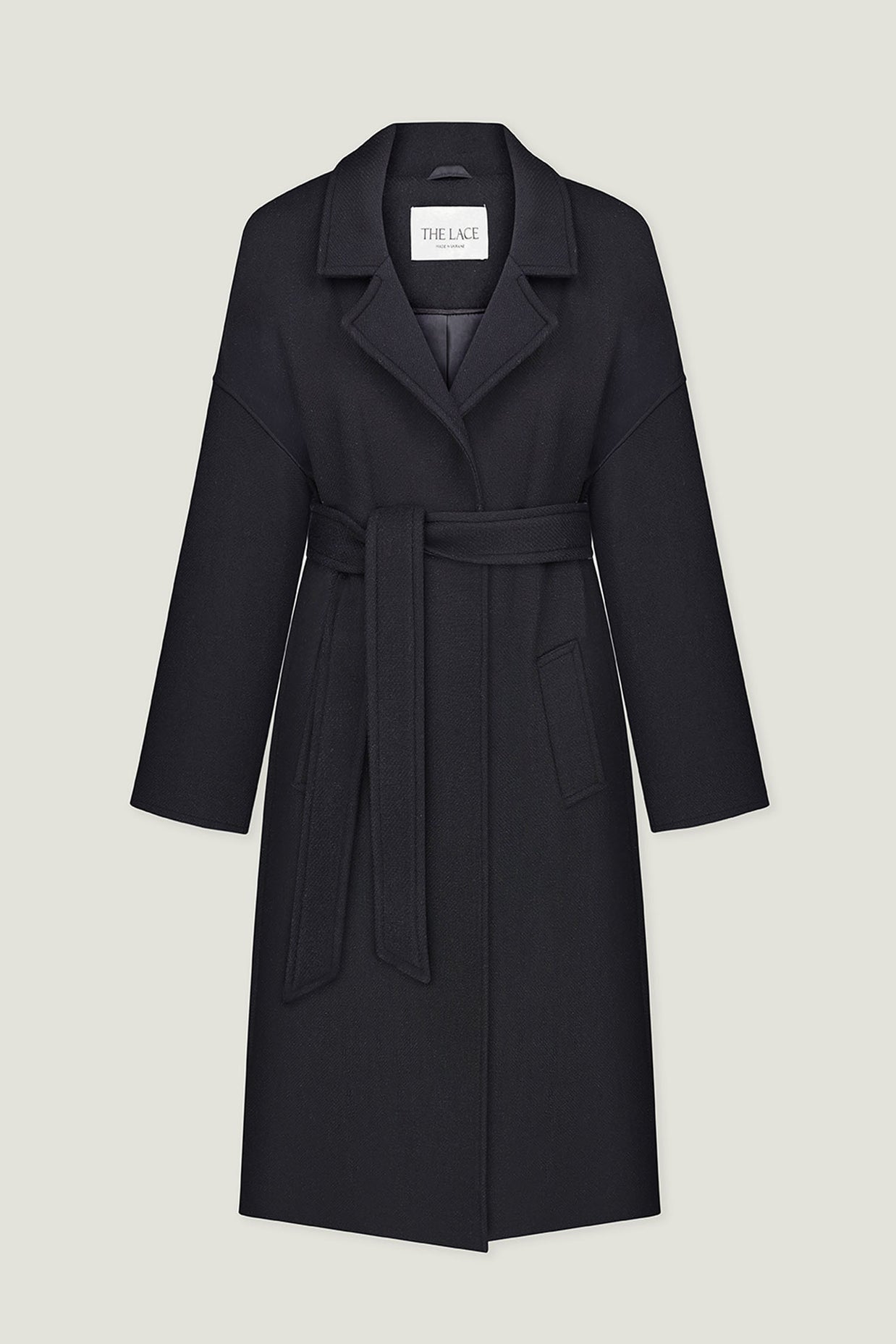Woolen coat-robe in gray