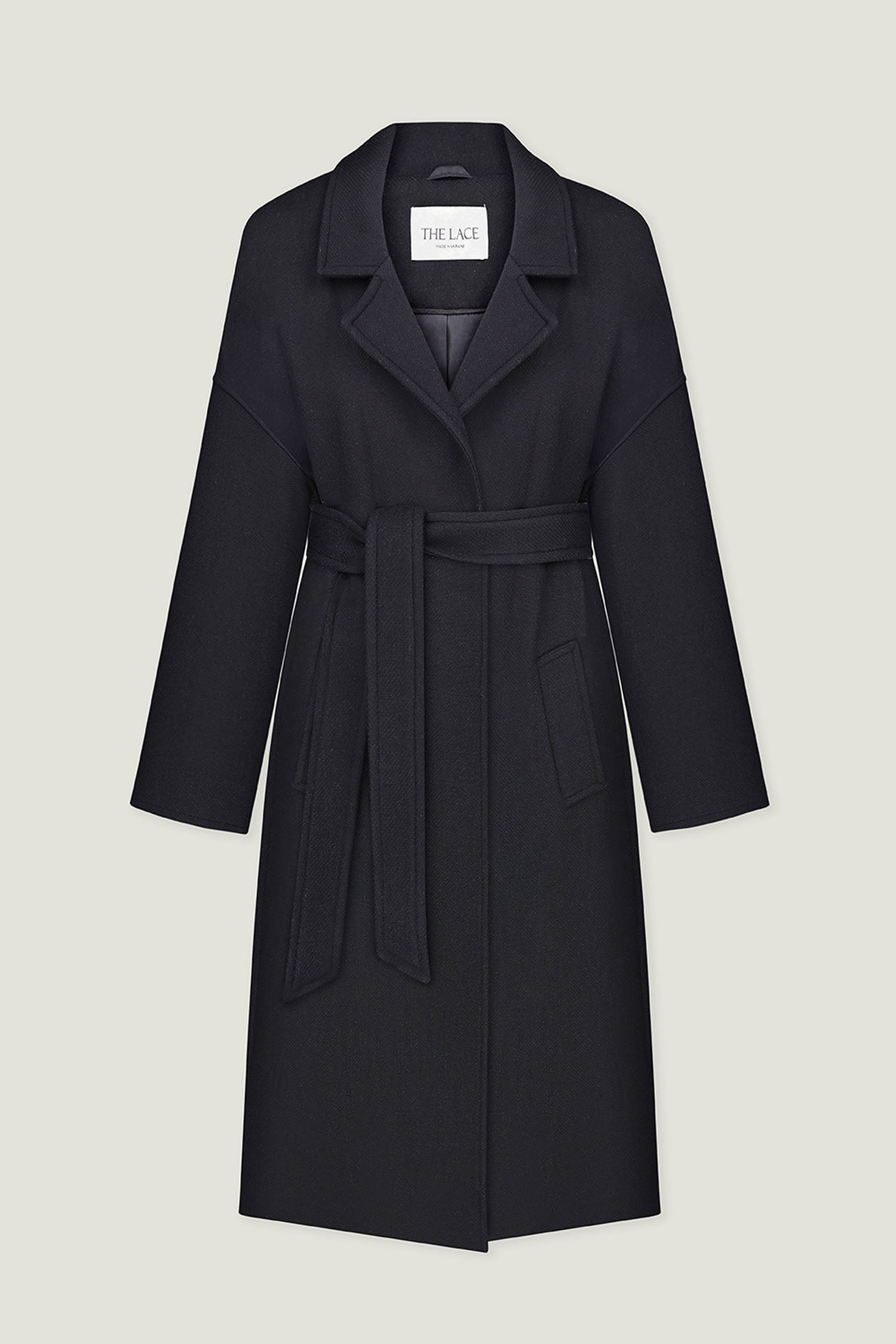 Woolen coat-robe in gray