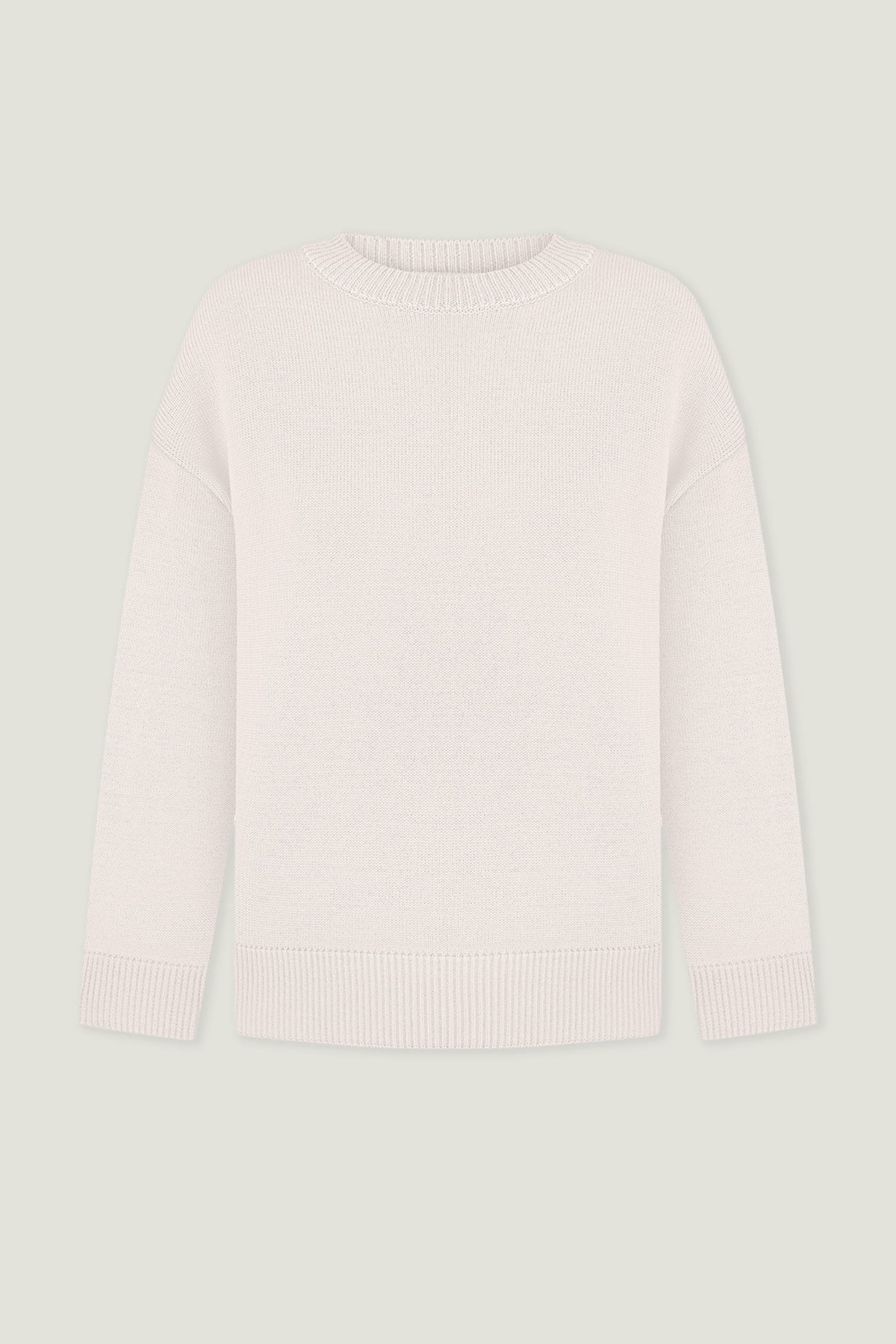 Gray merino wool round neck sweater