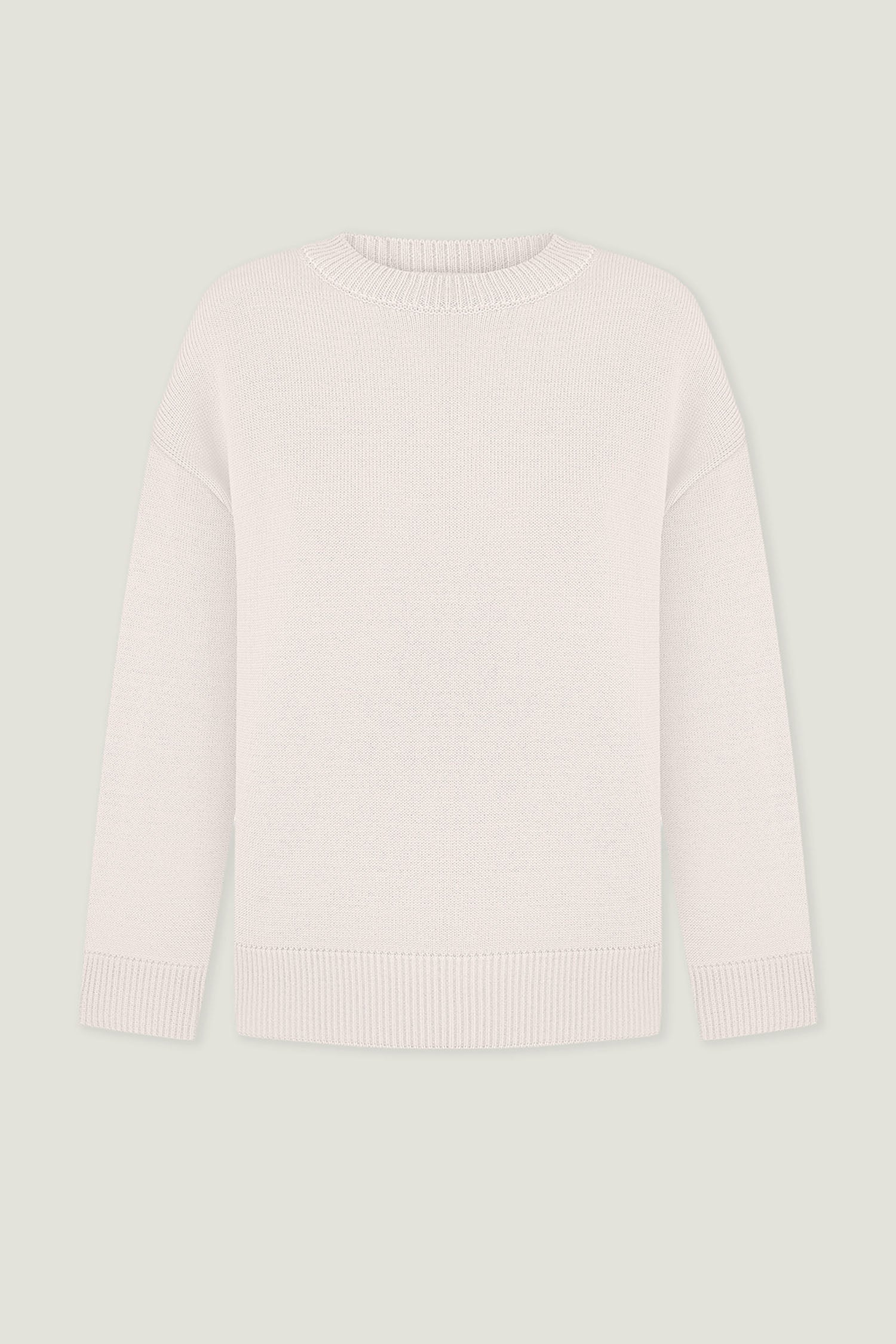 Gray merino wool round neck sweater