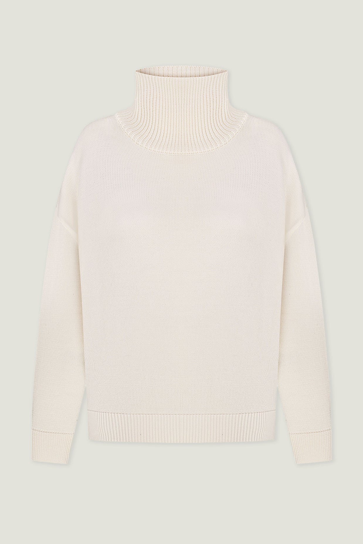 Merino wool sweater with neckline in milk