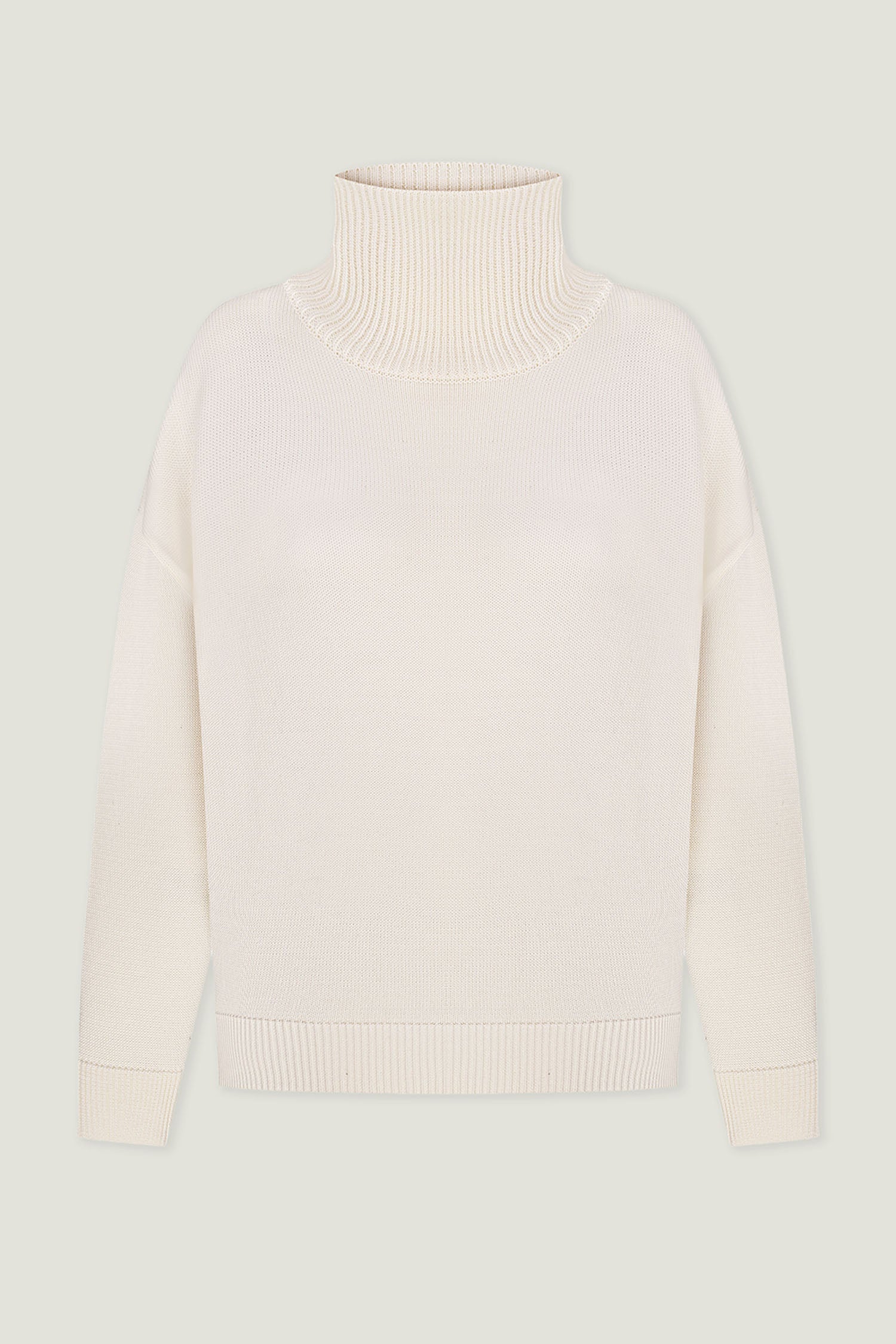 Merino wool sweater with neckline in milk