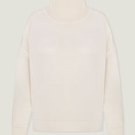 Merino wool sweater with neckline in milk