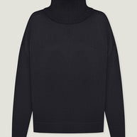 Merino wool sweater with neckline in black