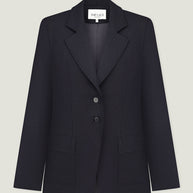Single-breasted woolen jacket with a tie in gray