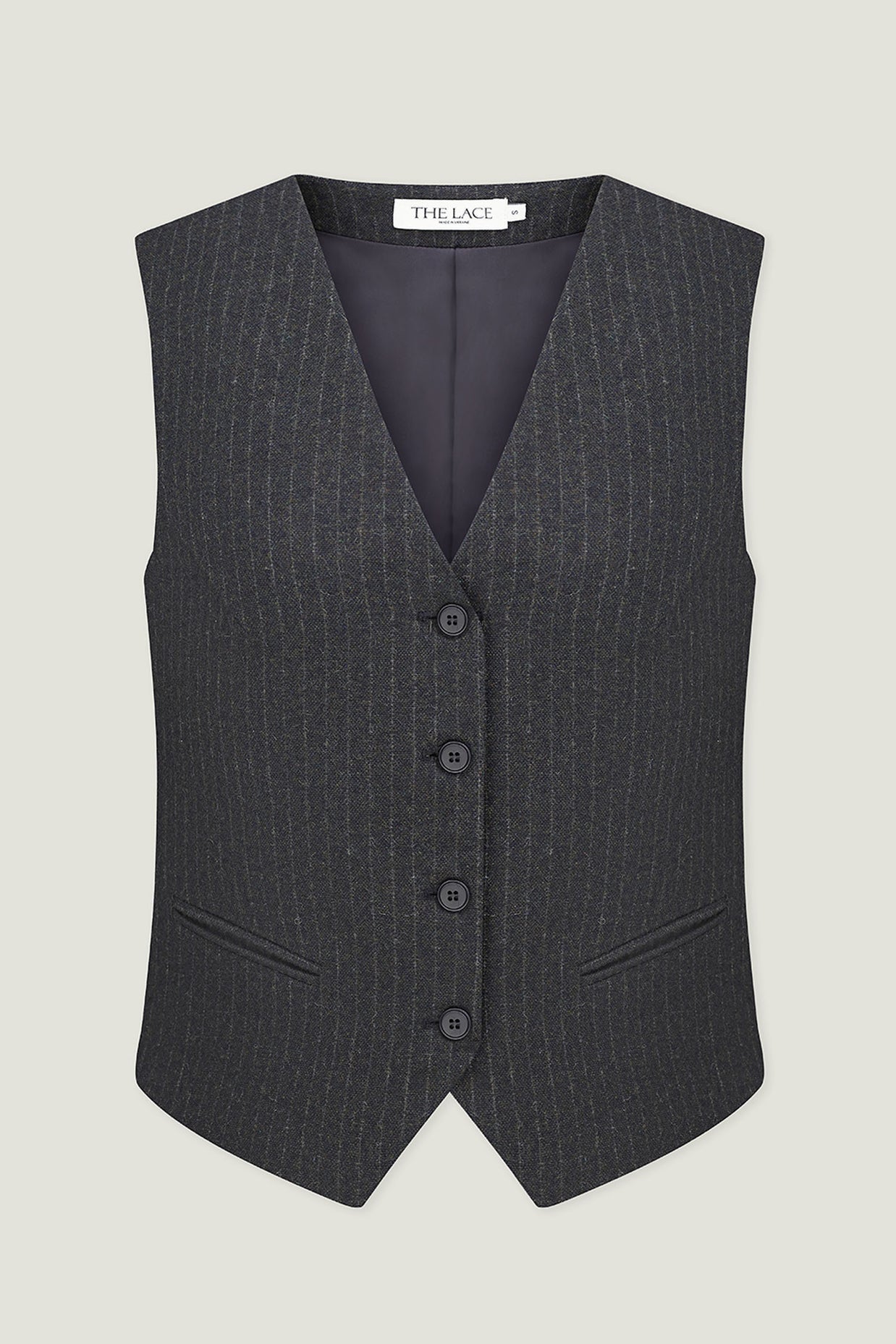 Classic woolen vest in a gray-green stripe
