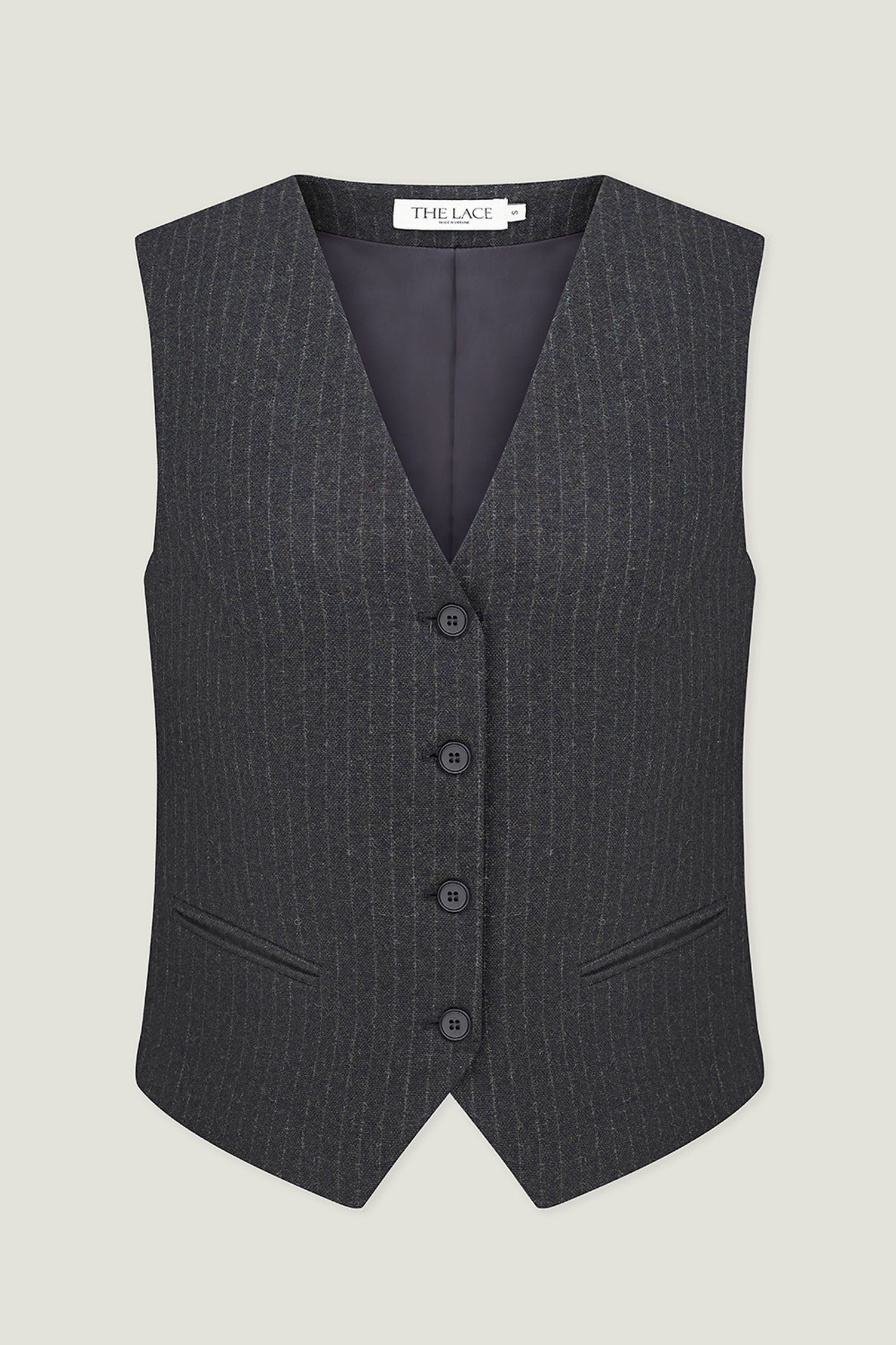 Classic woolen vest in a gray-green stripe