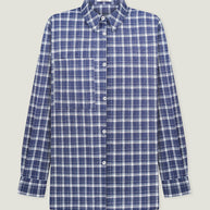 Shirt with a pocket in a beige check dark blue