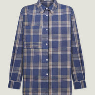 Shirt with a pocket in a beige check dark blue