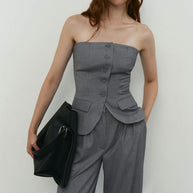 Corset with pockets in gray