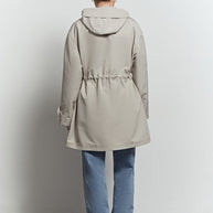 Lightweight parka with drawstring in khaki