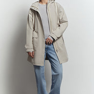 Lightweight parka with drawstring in khaki