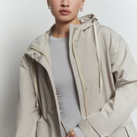 Lightweight parka with drawstring in khaki
