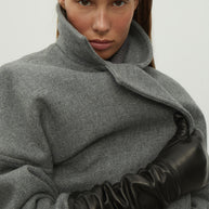 Woolen coat-robe in gray
