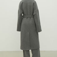 Woolen coat-robe in gray