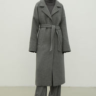 Woolen coat-robe in gray